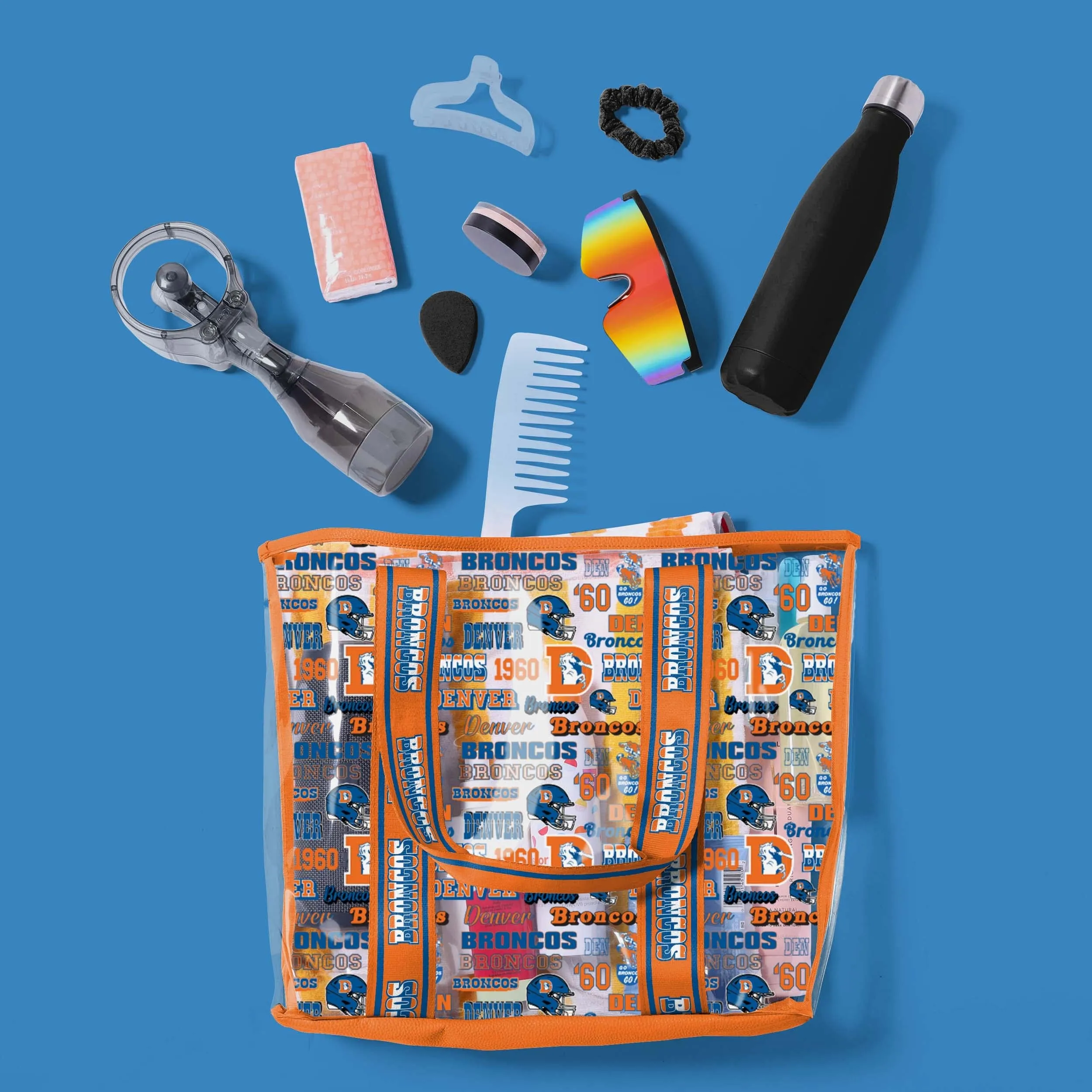 Denver Broncos Repeat Retro Print Clear Tote Bag