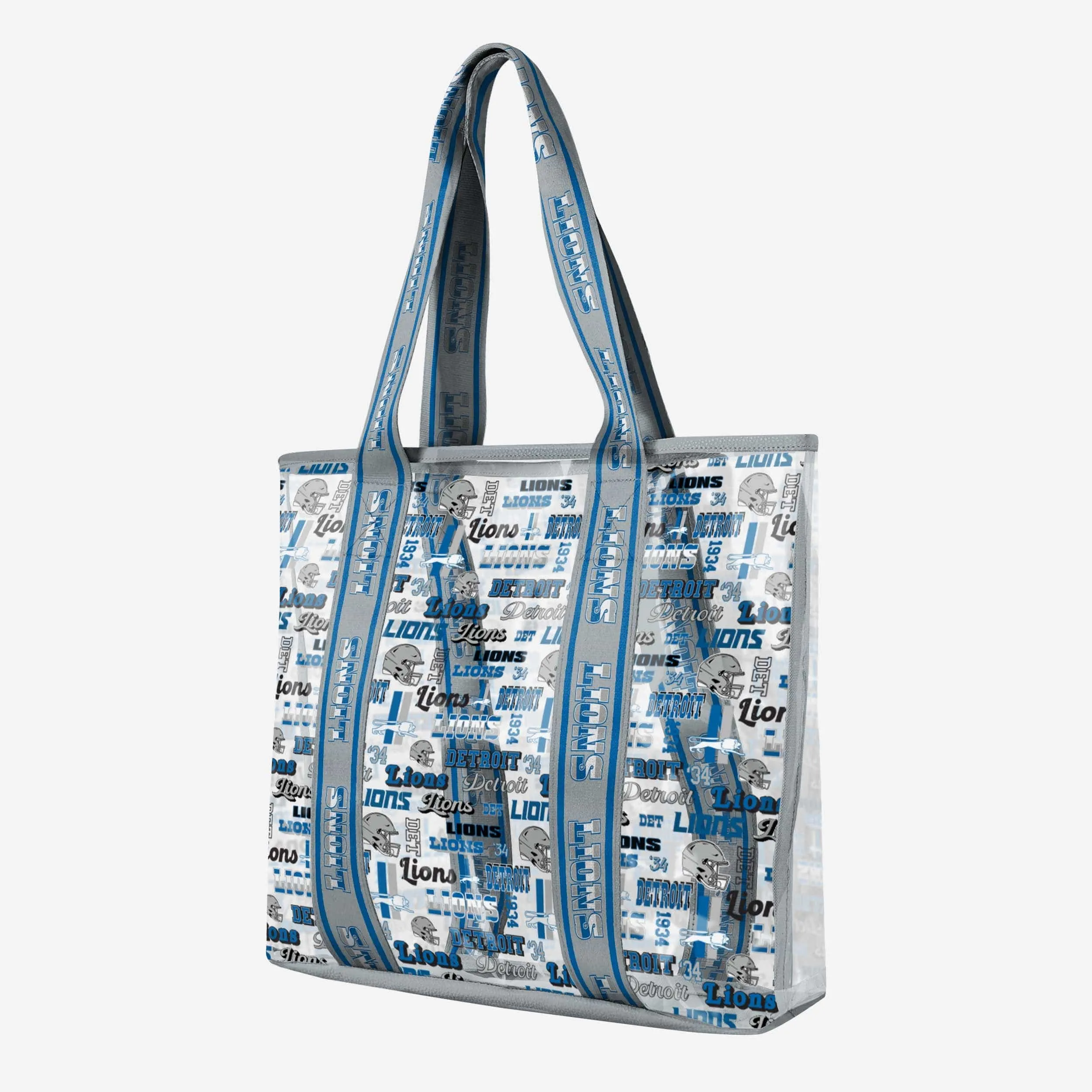 Detroit Lions Repeat Retro Print Clear Tote Bag