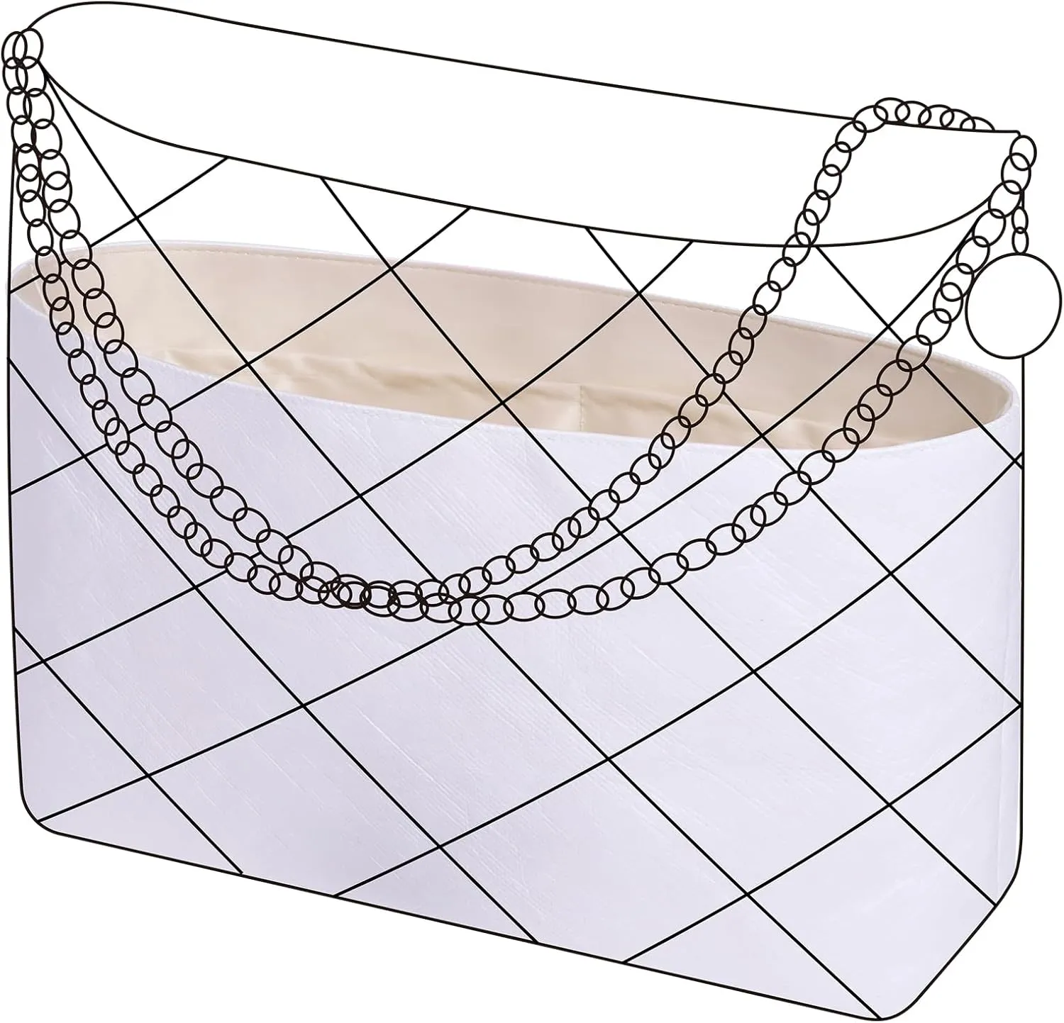 DGAZ Lightweight Purse Organizer Insert for Chanel 22 Bag,Silk and Dupontpaper handbag inner for Luxury Bags(Craie,M)