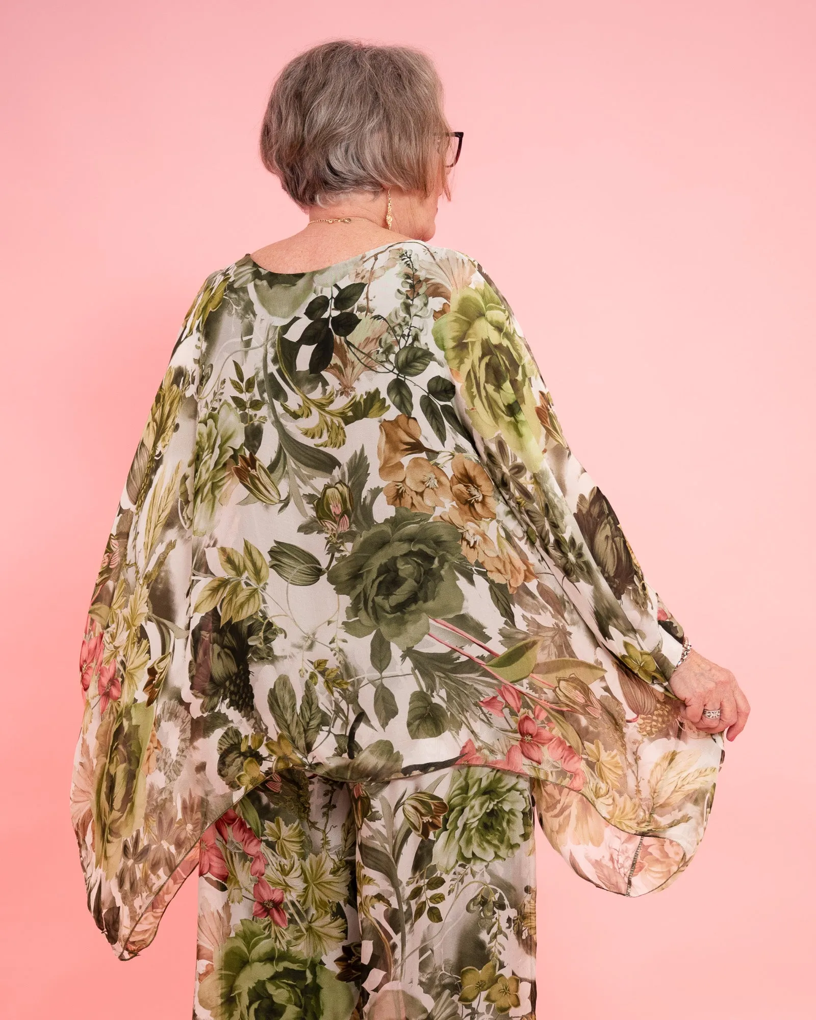 Diana Floral Silk Top | Green