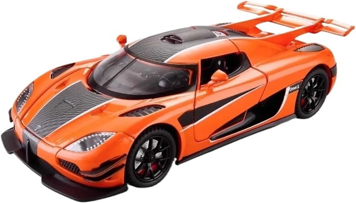 Die Casting 1:24 for Koenigsegg ONE Alloy Supercar Model Simulation Sound and Light Pull-Back Car Fully Open Door Vehicle Model Presents(Orange)