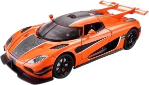 Die Casting 1:24 for Koenigsegg ONE Alloy Supercar Model Simulation Sound and Light Pull-Back Car Fully Open Door Vehicle Model Presents(Orange)