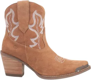 Dingo Womens Joyride Embroidered Snip Toe Pull On Casual Boots Ankle Mid Heel 2-3" - Black