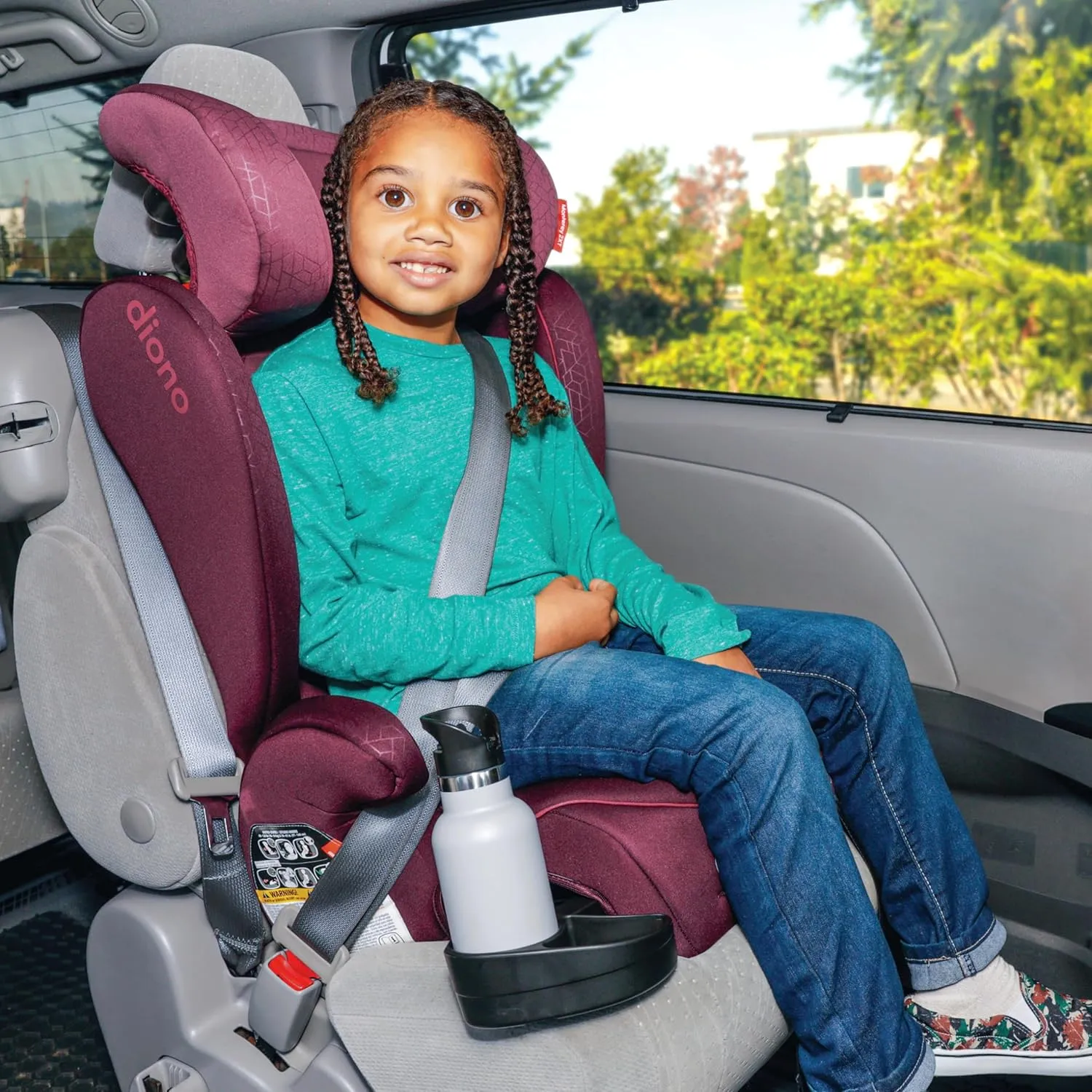 Diono Monterey 2XT Latch 2 in 1 Booster with Ultra Mat Complete Back Seat Protection, Side Impact Protection
