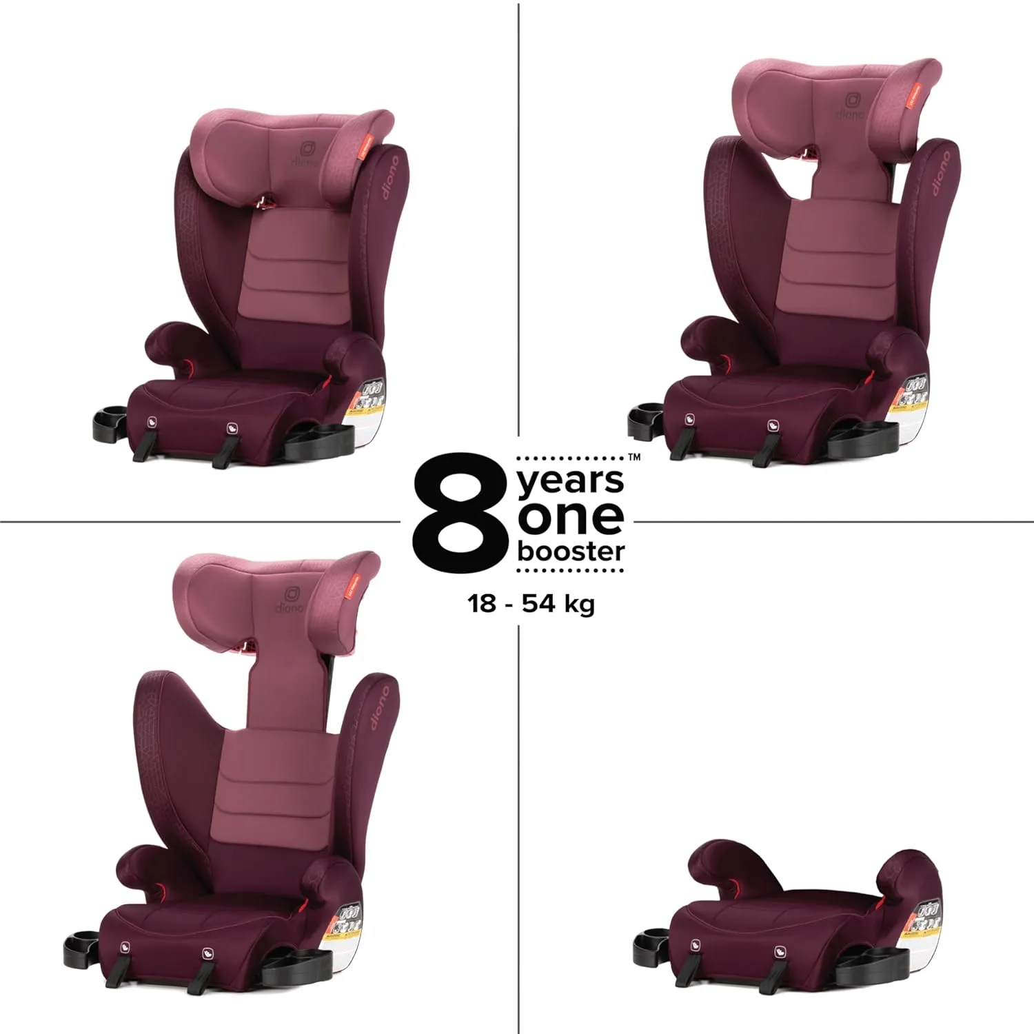 Diono Monterey 2XT Latch 2 in 1 Booster with Ultra Mat Complete Back Seat Protection, Side Impact Protection