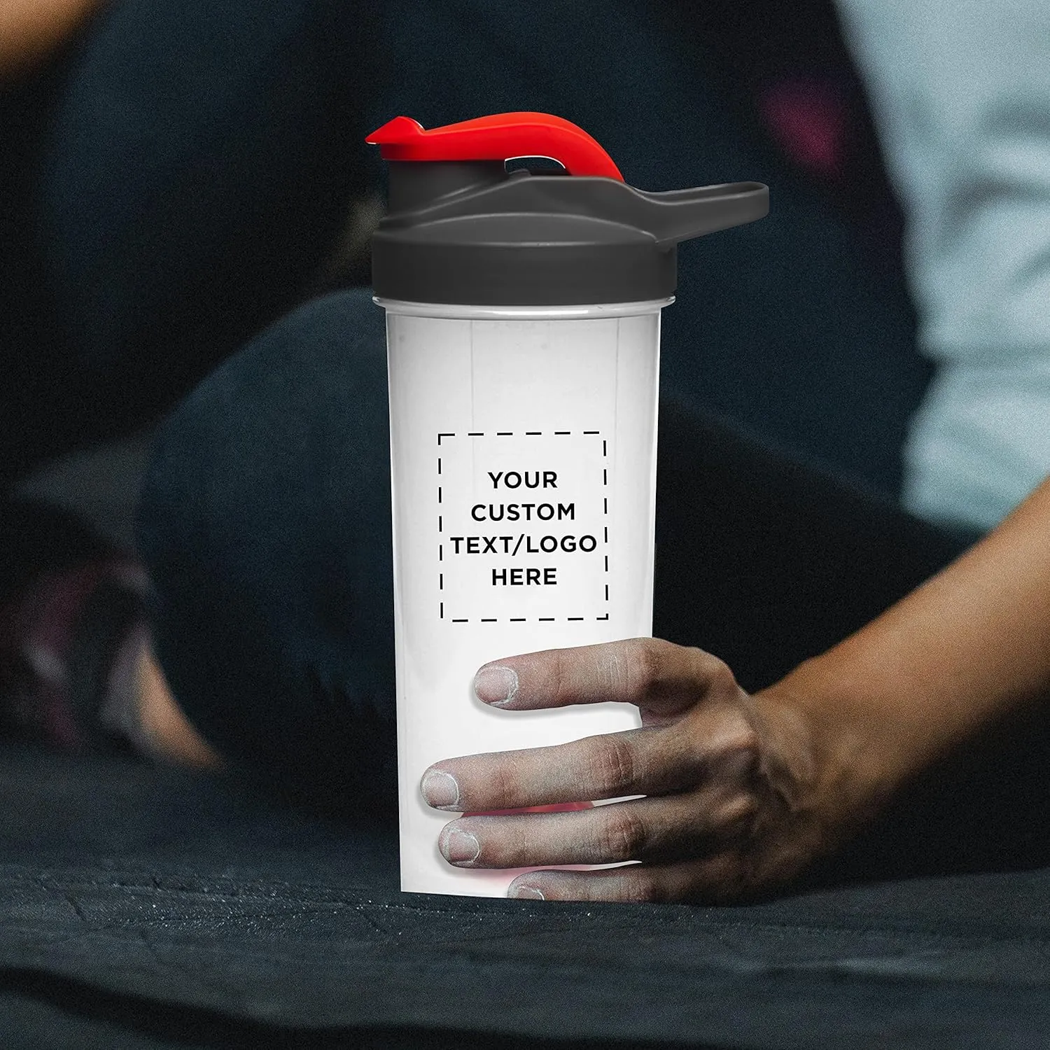 DISCOUNT PROMOS Custom Plastic Shaker Bottles with Mixer 24 oz. Set of 100, Personalized Bulk Pack - Perfect for Protein Shake, Smoothie and More! - Red