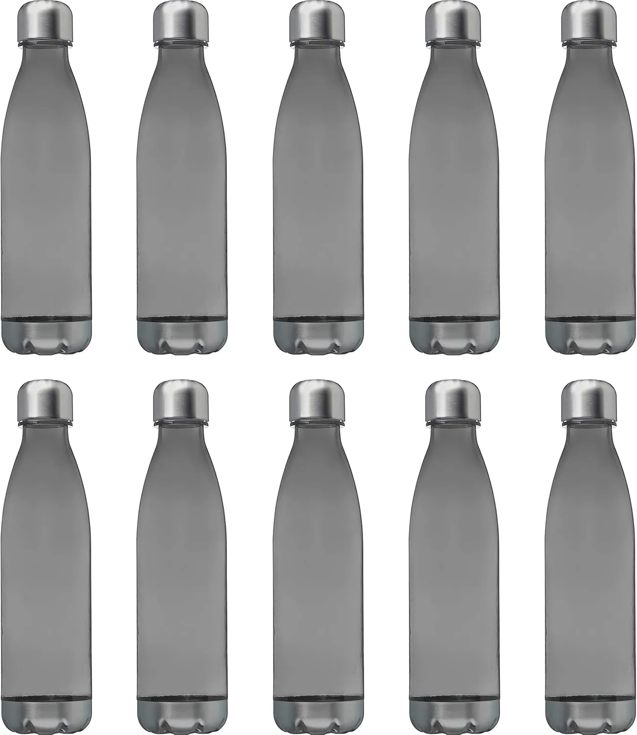 DISCOUNT PROMOS Levian Cola Shaped Plastic Bottles 25 oz. Set of 10, Bulk Pack - BPA Free, Great for Gym, Hiking, Cycling, Yoga and More - Smoke