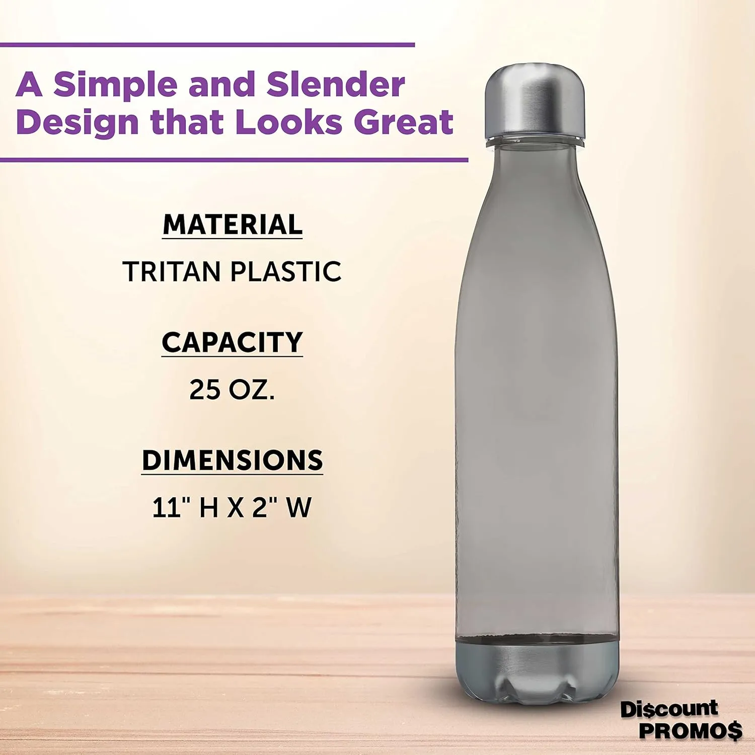 DISCOUNT PROMOS Levian Cola Shaped Plastic Bottles 25 oz. Set of 10, Bulk Pack - BPA Free, Great for Gym, Hiking, Cycling, Yoga and More - Smoke