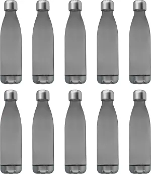 DISCOUNT PROMOS Levian Cola Shaped Plastic Bottles 25 oz. Set of 10, Bulk Pack - BPA Free, Great for Gym, Hiking, Cycling, Yoga and More - Smoke