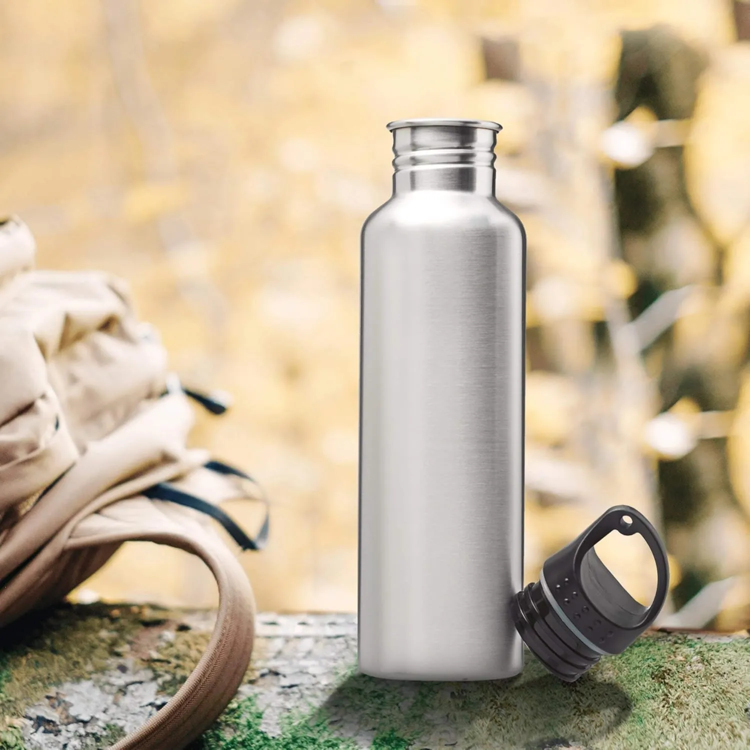 DISCOUNT PROMOS Stainless Steel Water Bottles 26 oz. Set of 10, Bulk Pack - Reusable, Leak Proof, Perfect for Gym, Hiking, Camping, Outdoor Sports - Silver
