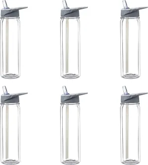DISCOUNT PROMOS Tritan Sports Bottles with Straw 19 oz. Set of 6, Bulk Pack - Great for Gym, Hiking, Cycling, Camping, Backpacking, School - Clear
