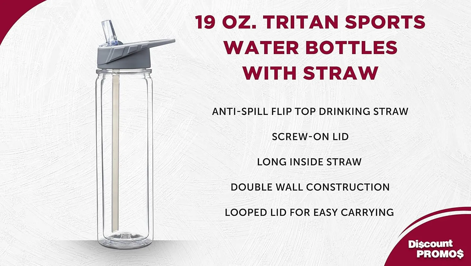 DISCOUNT PROMOS Tritan Sports Bottles with Straw 19 oz. Set of 6, Bulk Pack - Great for Gym, Hiking, Cycling, Camping, Backpacking, School - Clear