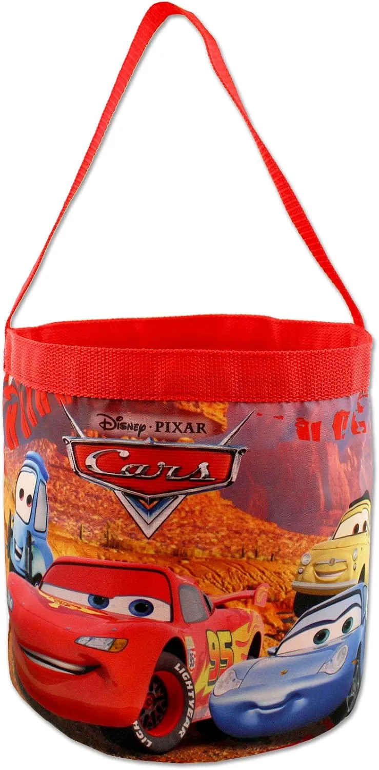 Disney Cars 3 Boys Collapsible Nylon Halloween Bucket Toy Storage Tote Bag (One Size, Red/Multi)