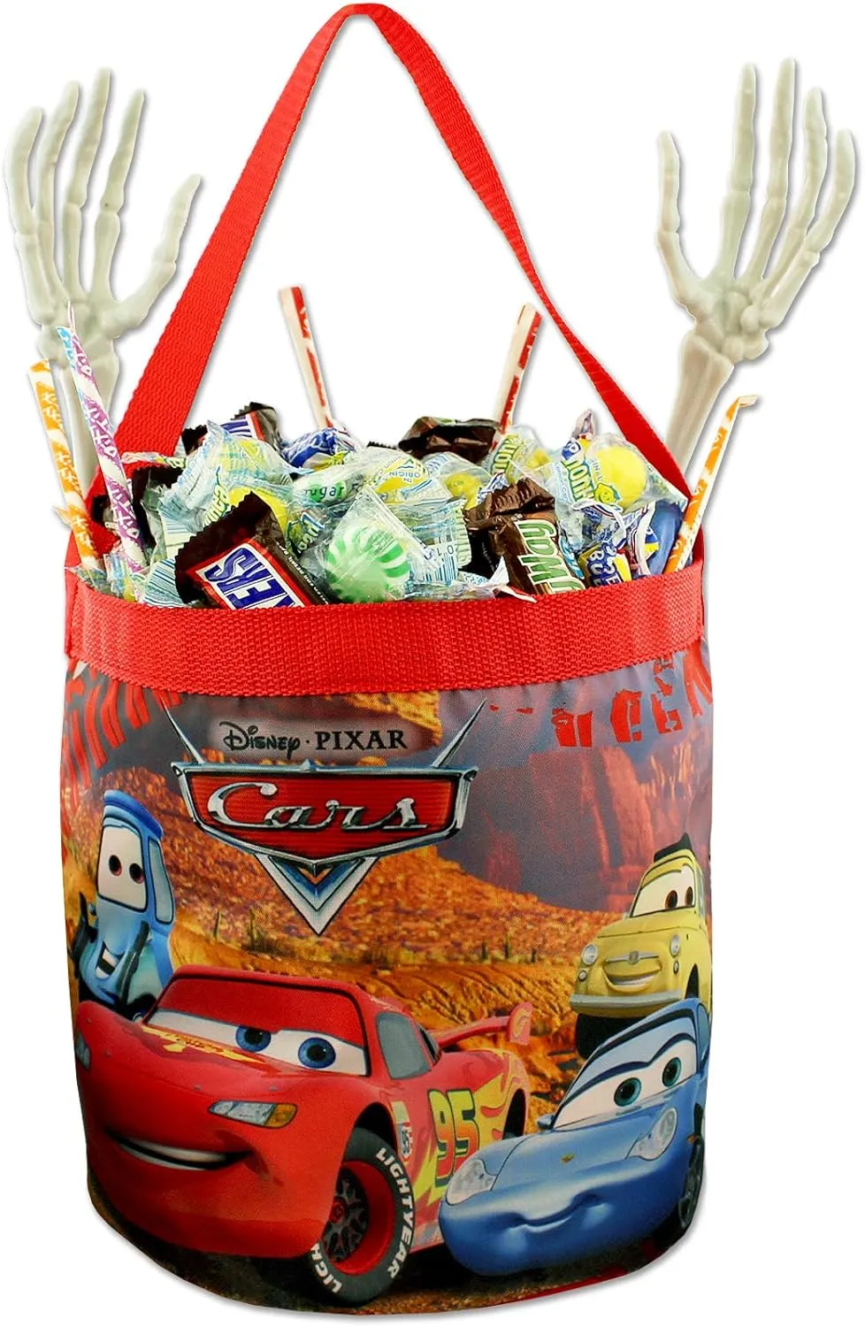 Disney Cars 3 Boys Collapsible Nylon Halloween Bucket Toy Storage Tote Bag (One Size, Red/Multi)