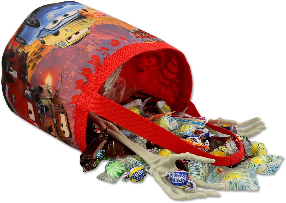 Disney Cars 3 Boys Collapsible Nylon Halloween Bucket Toy Storage Tote Bag (One Size, Red/Multi)