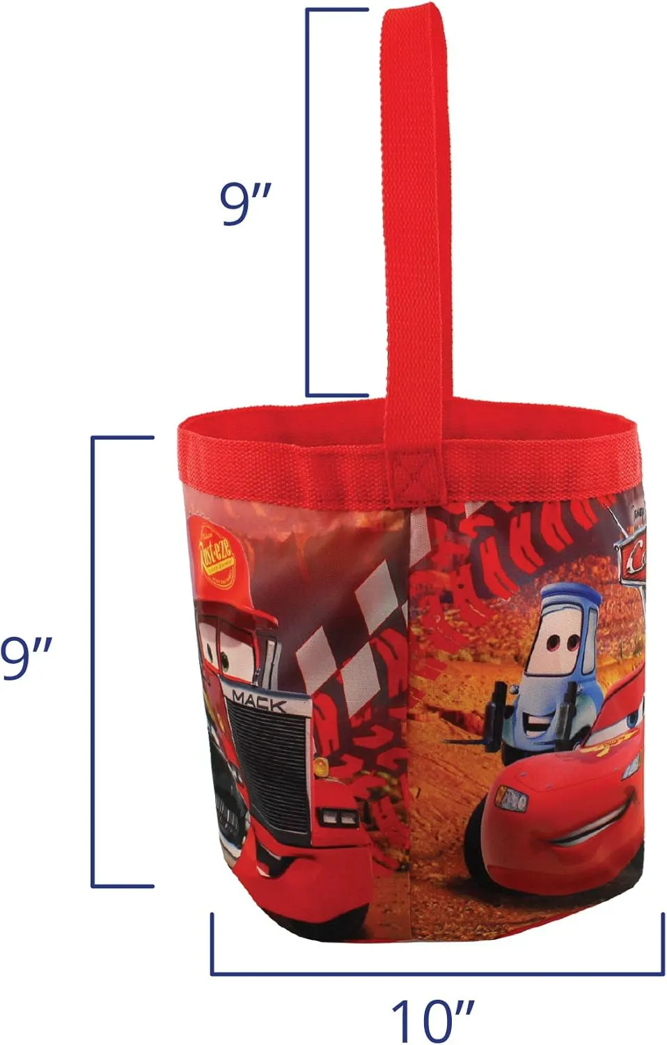 Disney Cars 3 Boys Collapsible Nylon Halloween Bucket Toy Storage Tote Bag (One Size, Red/Multi)