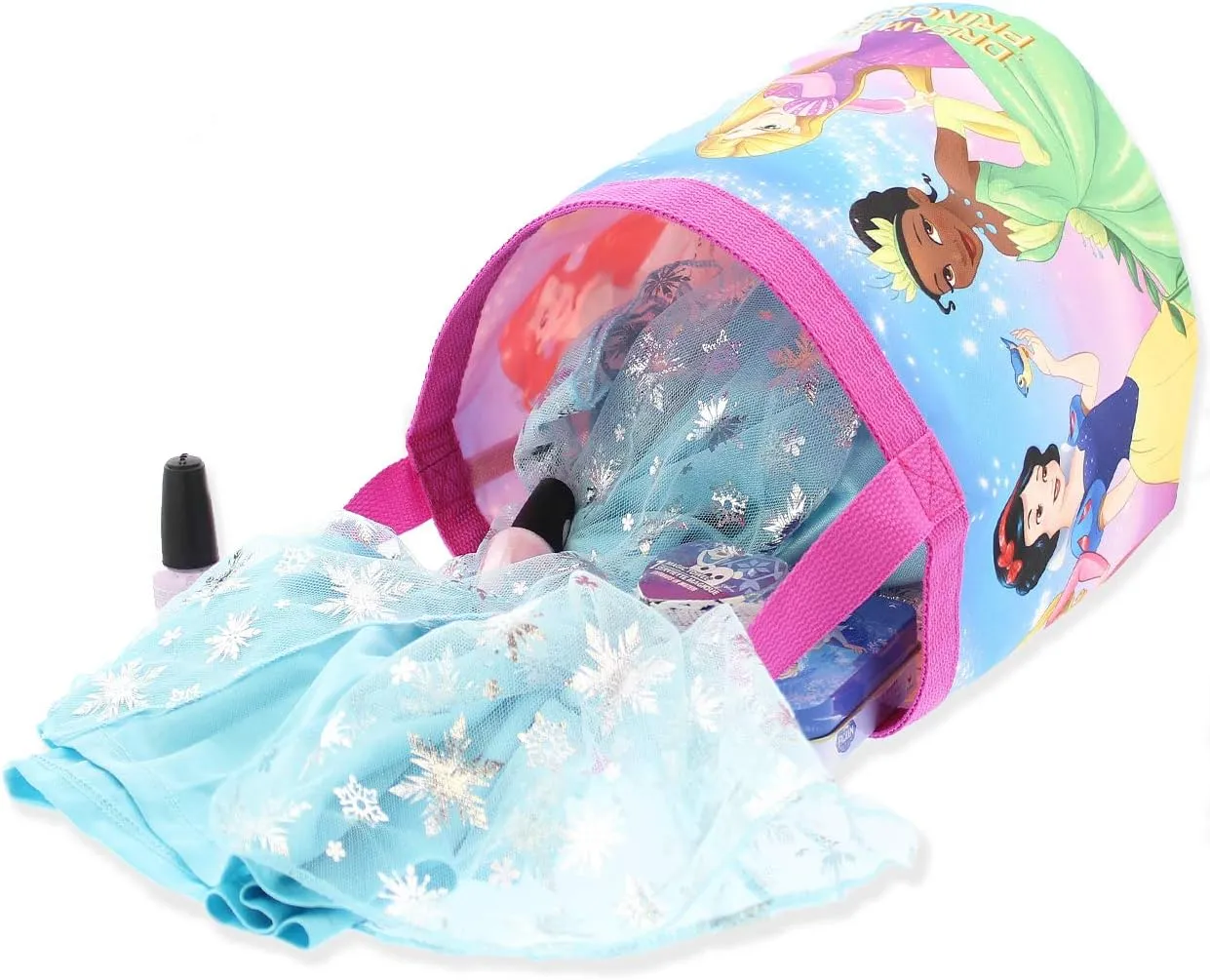 Disney Princess Girls Collapsible Nylon Gift Basket Bucket Tote Bag