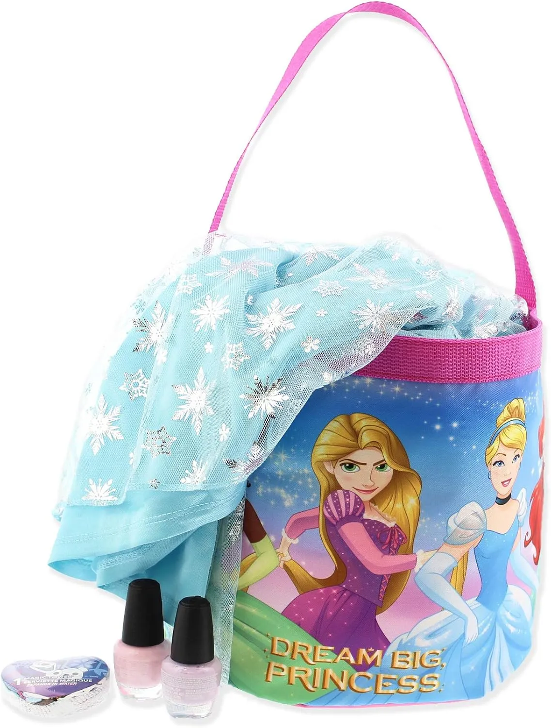 Disney Princess Girls Collapsible Nylon Gift Basket Bucket Tote Bag