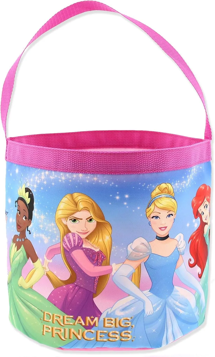 Disney Princess Girls Collapsible Nylon Gift Basket Bucket Tote Bag