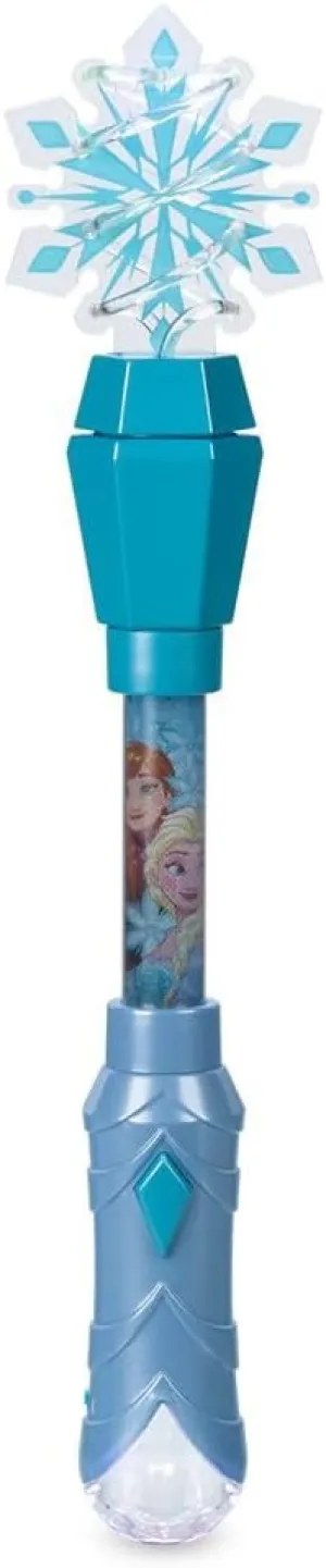 Disney Store Official Frozen Wand with Spinning Snowflake & Color Patterns, Frozen Light-Up Wand with Elsa & Anna Art - Magical Light Up Wand for Kids