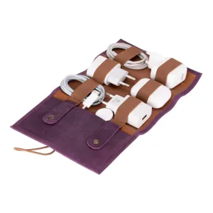Distressed Purple Leather Cable Organizer