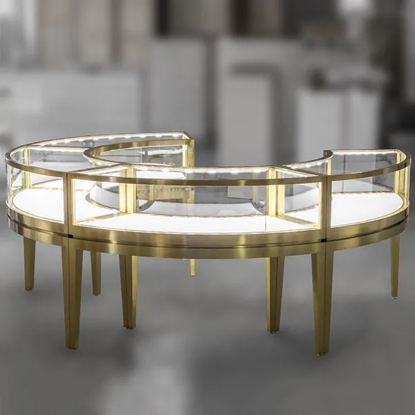 DM264 Curved Counter Display Case Set Metal Showcase