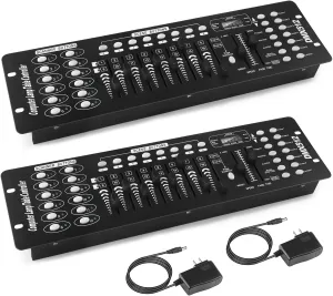 DMX Controller, 192 Channel DMX 512 Light Controller DMX Console Stage Light Controller Panel Use For Editing Program Of Stage Lighting Runing for DJ, Shows, Party, Bar, Disco - 2Pcs