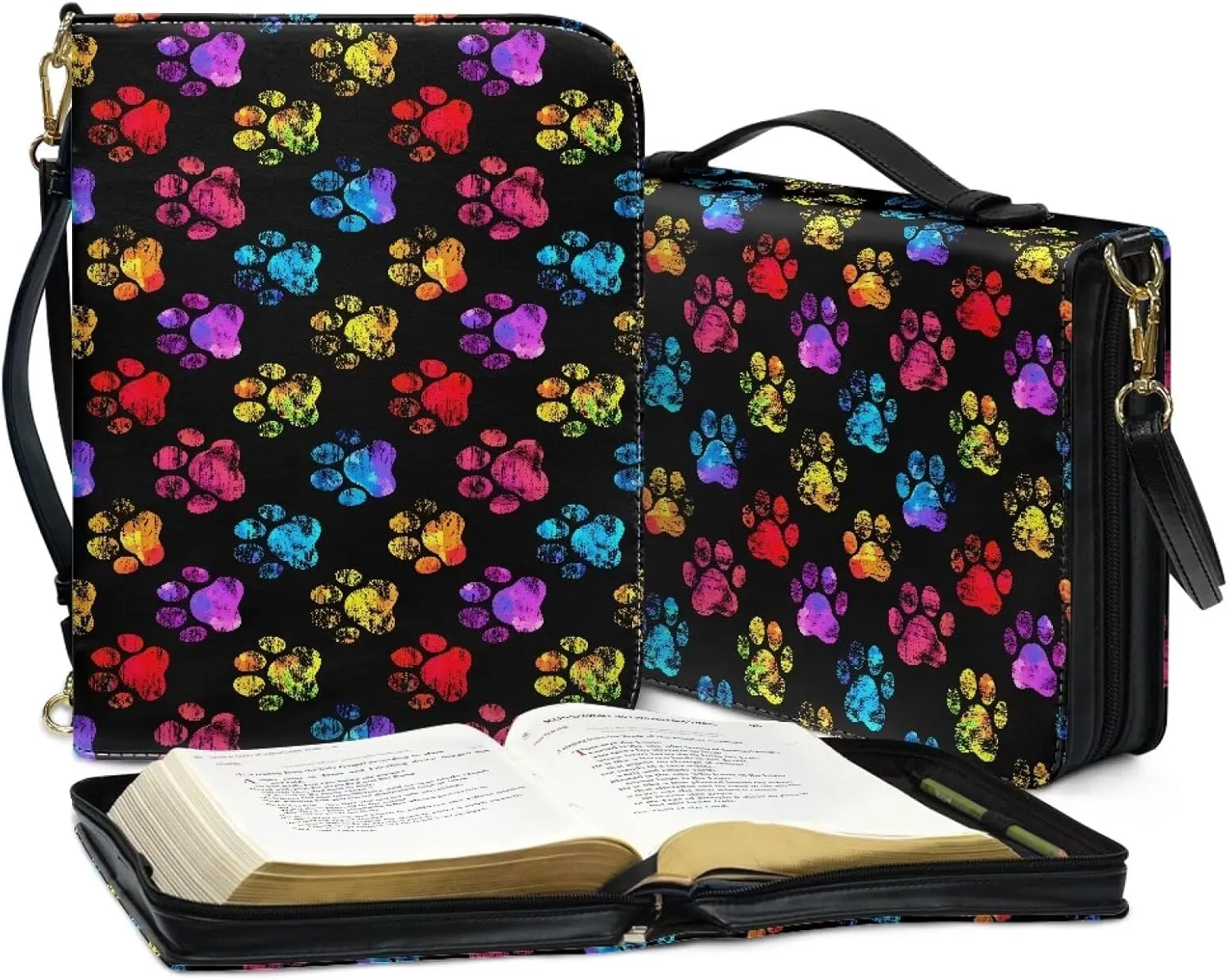 Dog Paw Bible Carrying Cover Case Large Book Protective Holder Portable Church Bag Tote Bags for Women Men