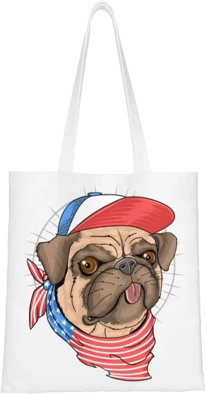 Dog With Tongue Out Tote Bag for Women Canvas Shopping Bags Reusable Large Capacity Casual Shoulder Handbags Grocery Bags DIY Gift Bags
