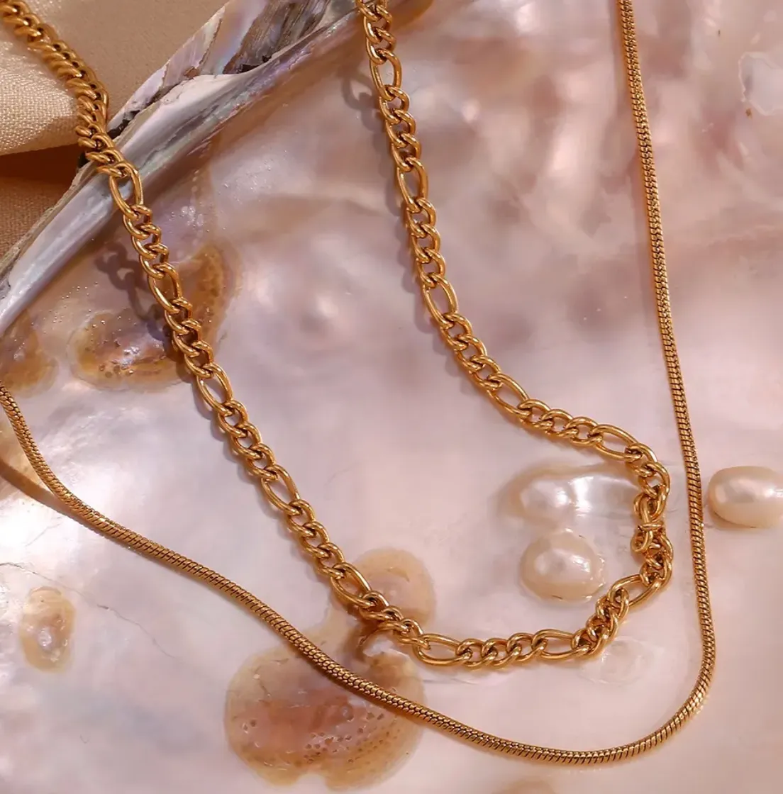 Double Layer Figaro Snake Chain Necklace