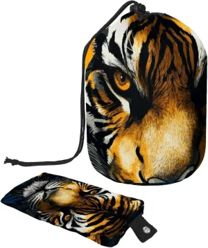Drawstring Travel Cosmetic Bags Barrel Makeup Bag, Anger Wild Tiger Print 52 Large Toiletry Organizer Waterproof for Women