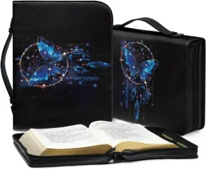 Dreamcatcher Butterfly Bible Cover Protective with Zippered Handle Worship Church Carring Bag for Women Men