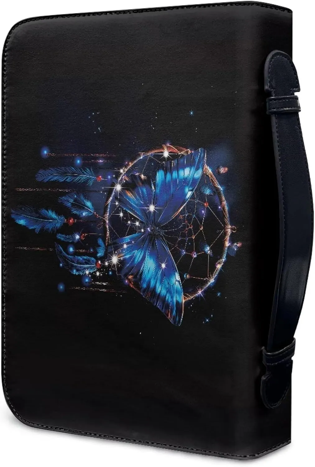 Dreamcatcher Butterfly Bible Cover Protective with Zippered Handle Worship Church Carring Bag for Women Men