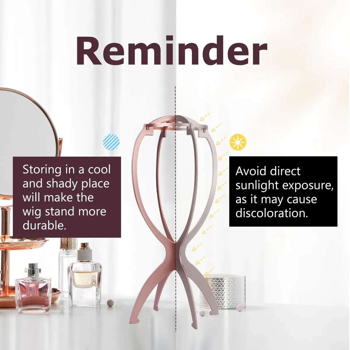Dreamlover Wig Head Stand for Wigs, Rose Gold, 3 Packs