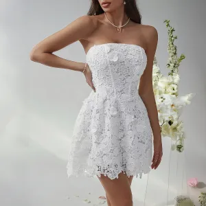 Dress Slim Dress Color Solid Express delivery Short Clothing Top Women Fit Evening Tube Summer Sexy Embroidered Spring Quality-assured