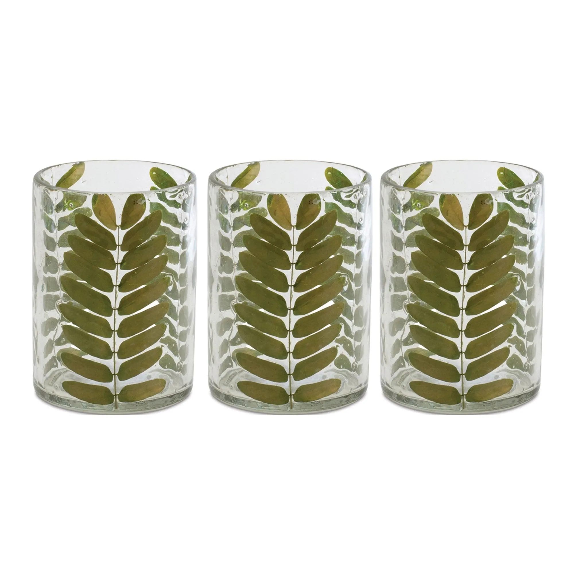 Dried Leaf Glass Candle Holder (Set of 3)