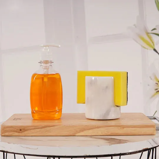 Durable Marble Sponge Holder - White