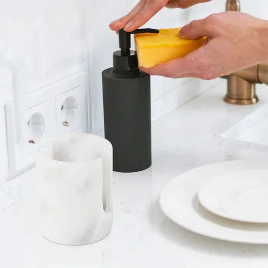 Durable Marble Sponge Holder - White