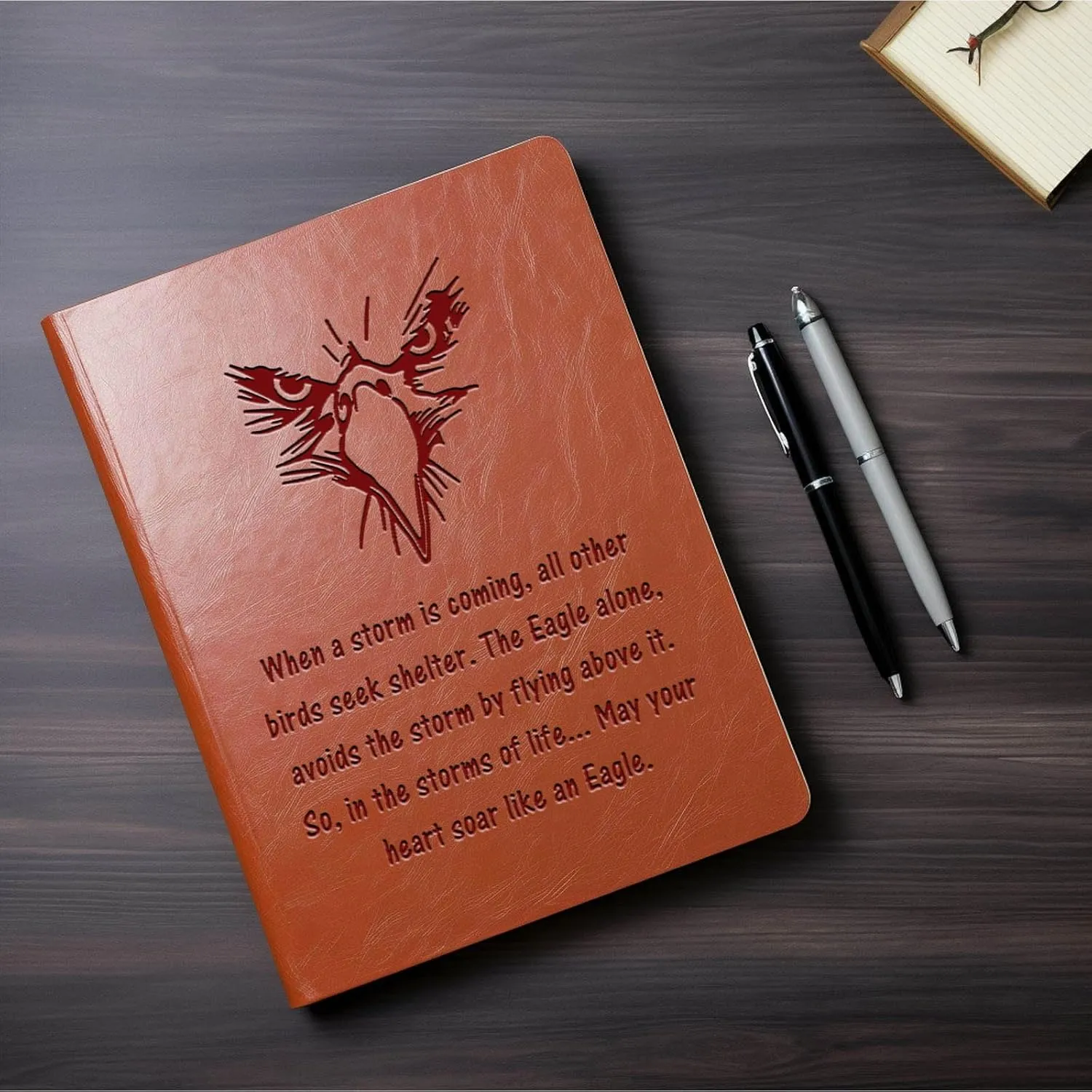 Eagle Gift for Scouts Leather Notebook Court Of Honor Gift Boy Scout Gift Scouts Leader Gift Birthday Graduation Gifts for Son Daughter (Brown)