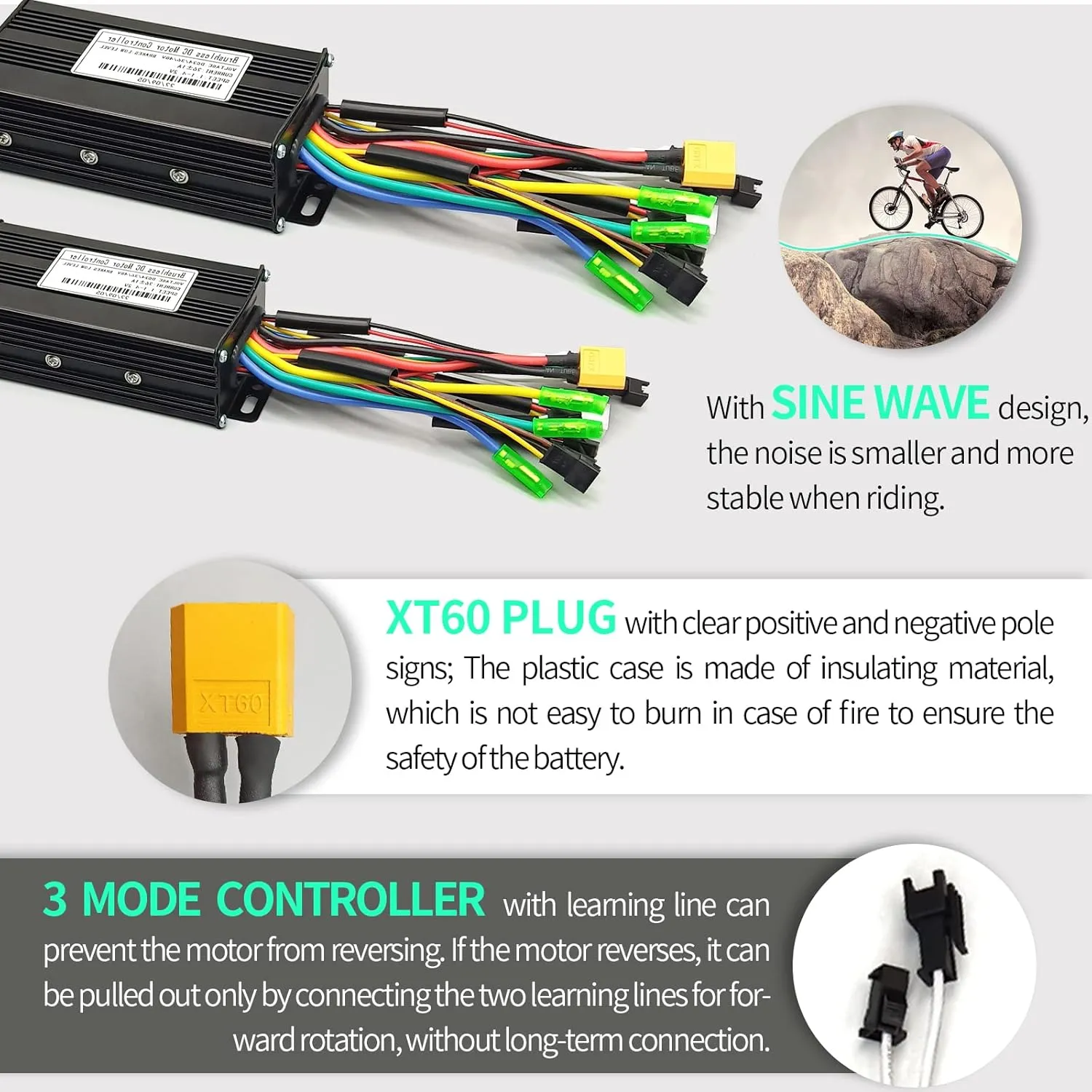 Ebike 36V/52V 30A/40A Brushless Controller Mini LCD S866 Display for Electric Bicycle Scooter Mountain Bike Parts