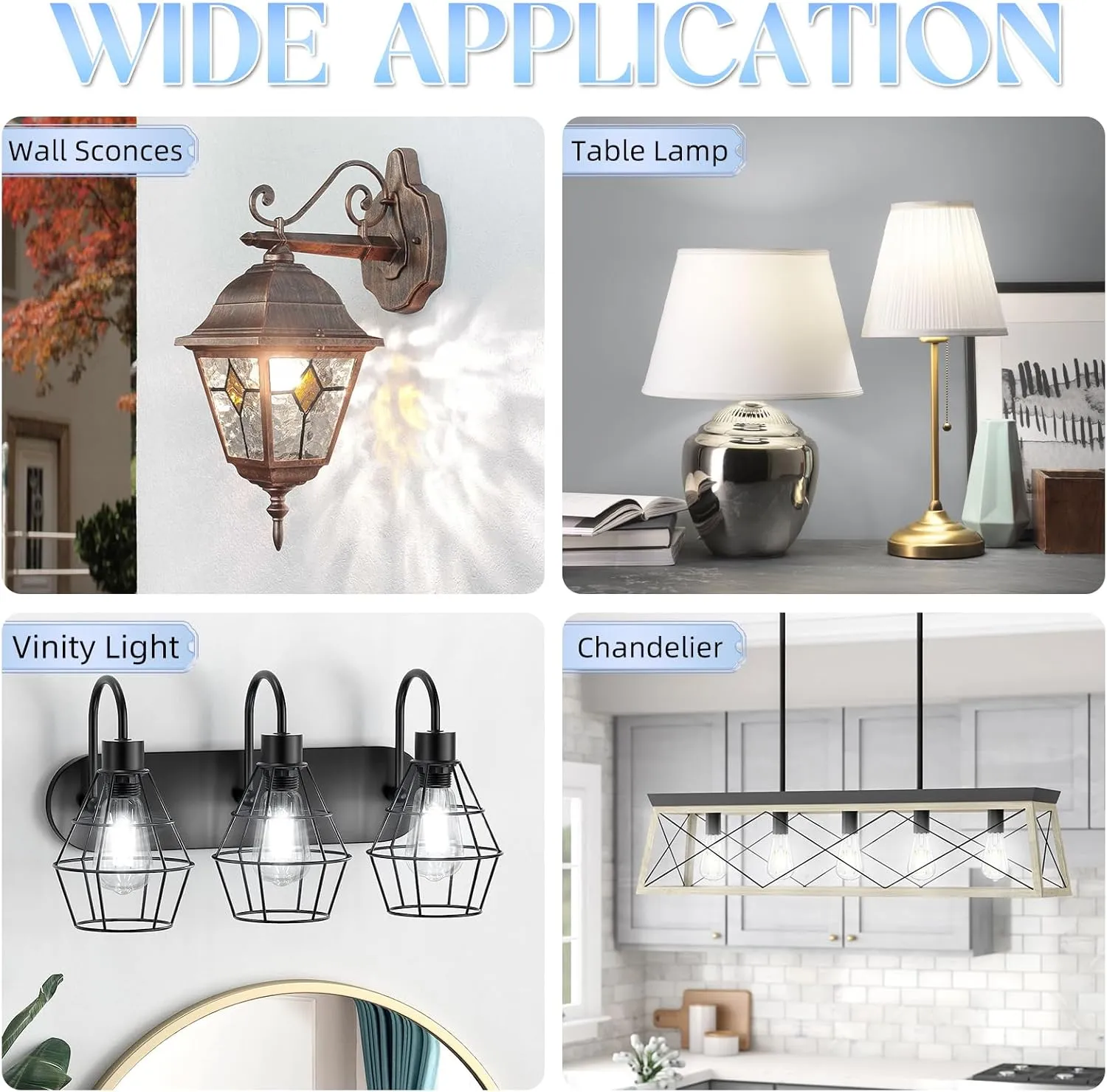 Edison Bulbs 60 watt LED, E26 Bulb Non-Dimmable, Cool White 4000K, ST58 Vintage Light Bulbs, 90  CRI, 6W 600LM, E26 Medium Base, Clear Glass, 18 Pack