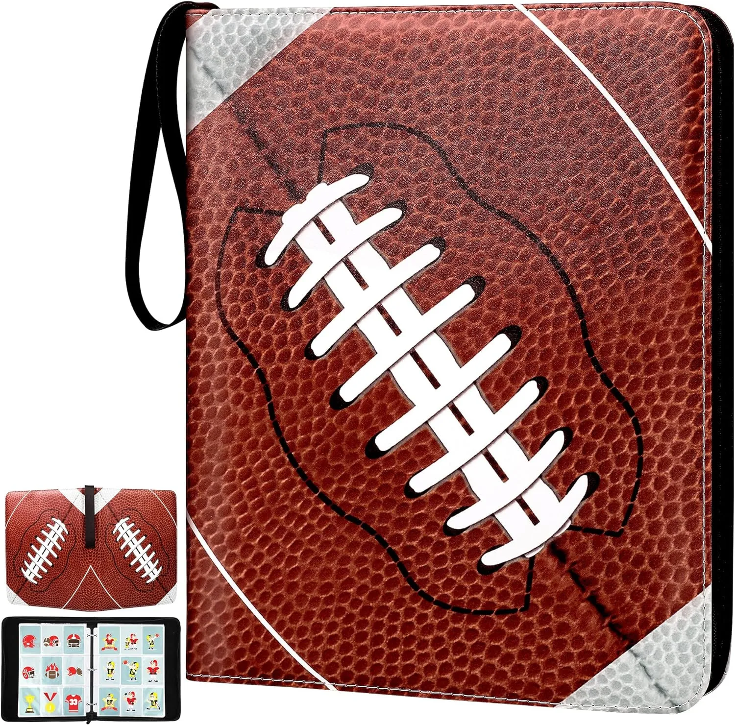Elcoho 900 Pockets Football Card Binder for Trading Cards Holder with Sleeves Album Cards Holder Protectors with 3 D-Ring Album for Sports, Football Card Collection Storage