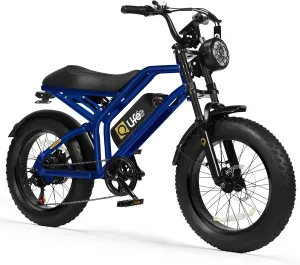 Electric Bike for Adults-1500W Peak Motor 20" Fat Tires 28MPH(Unlock to 35MPH) EBike Moped, 624-1248Wh Removable Battery Bicycle, with Dual Suspension & Brakes Motorcycle, 7-Speed,Spark