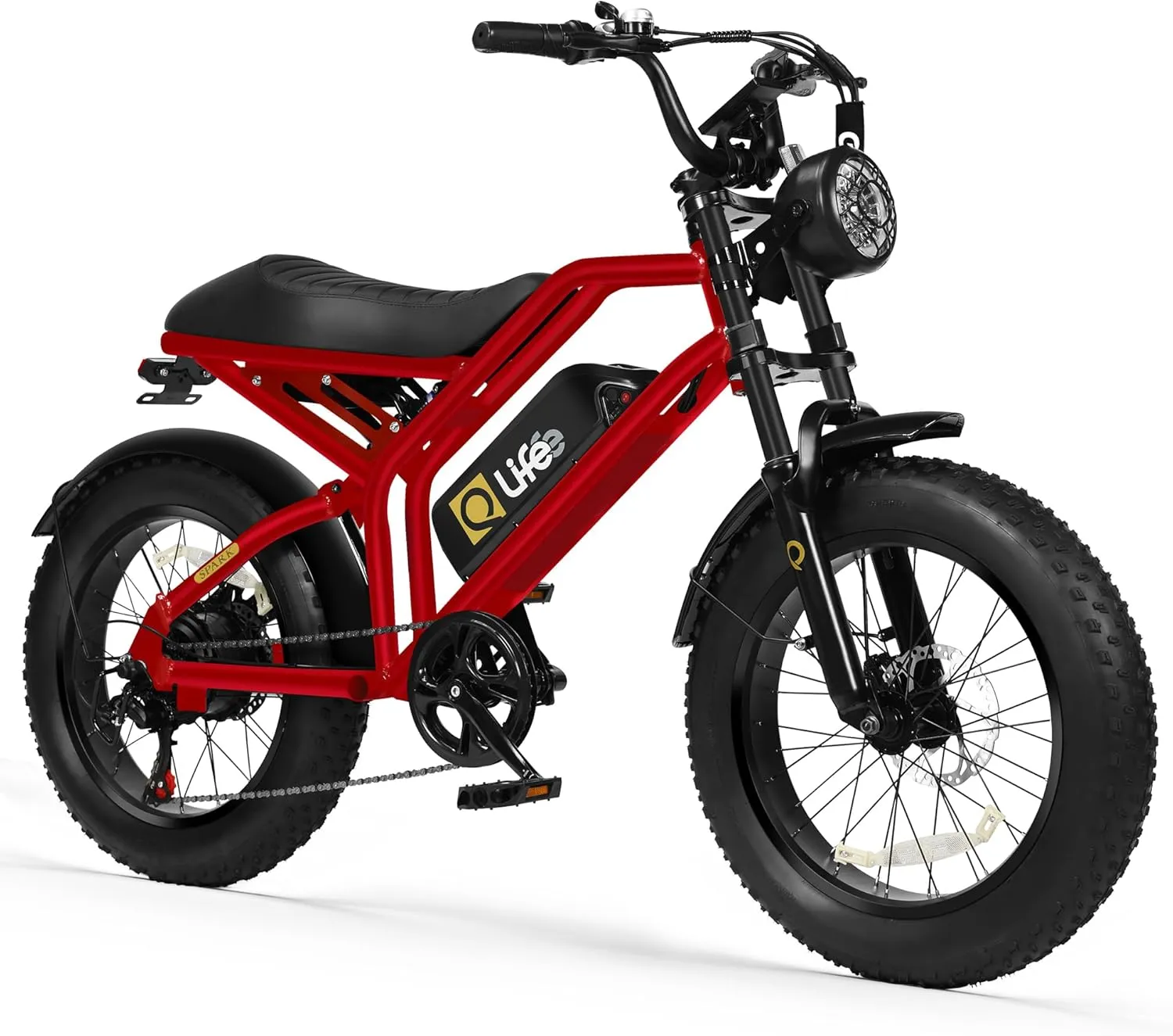 Electric Bike for Adults-1500W Peak Motor 20" Fat Tires 28MPH(Unlock to 35MPH) EBike Moped, 624-1248Wh Removable Battery Bicycle, with Dual Suspension & Brakes Motorcycle, 7-Speed,Spark