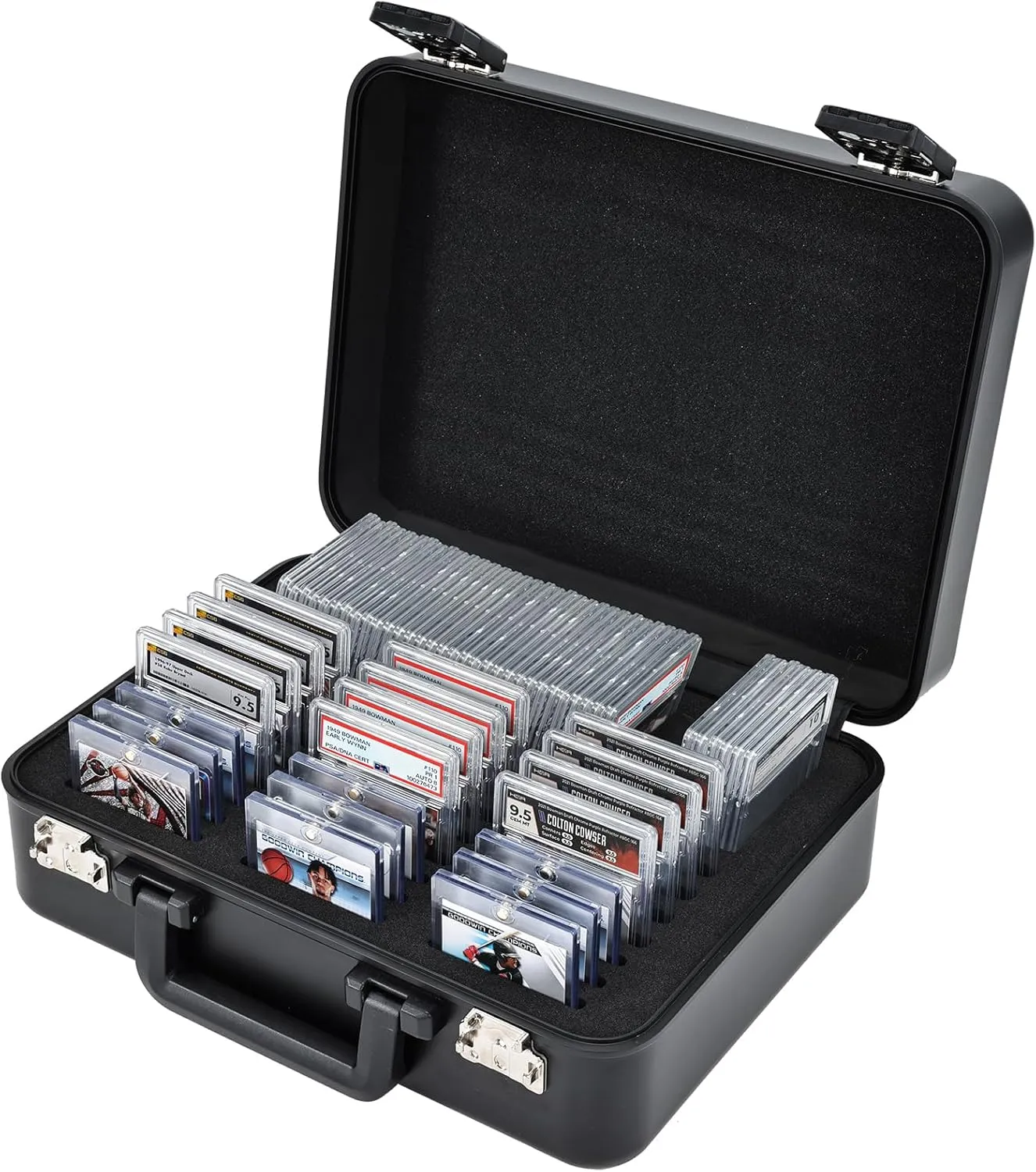 Elite Graded Card Storage Case - Professional Aluminum Travel Vault with 21 Individual Slots, TSA-Approved Locks, and Premium Protection Box for PSA Slabs & Trading Cards