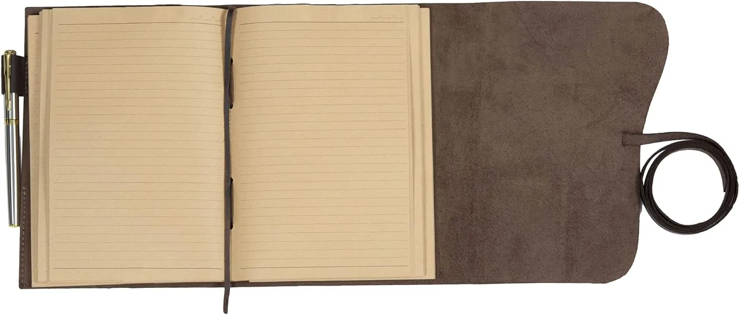 ELIZO Leather Journal Notebook Leather Bound Journal for Men - 7x9 Refillable Leather journal with Lined Pages - Writing Journals for Women - Large Travel Journal Diary Pen Gift Set