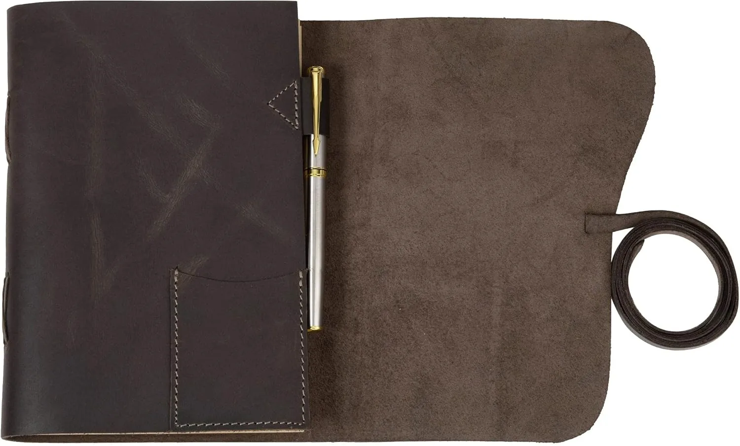 ELIZO Leather Journal Notebook Leather Bound Journal for Men - 7x9 Refillable Leather journal with Lined Pages - Writing Journals for Women - Large Travel Journal Diary Pen Gift Set