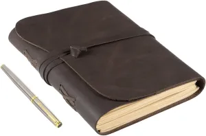 ELIZO Leather Journal Notebook Leather Bound Journal for Men - 7x9 Refillable Leather journal with Lined Pages - Writing Journals for Women - Large Travel Journal Diary Pen Gift Set