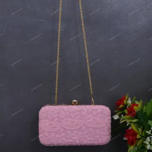 Embroidered Clutch for Female - Light Pink