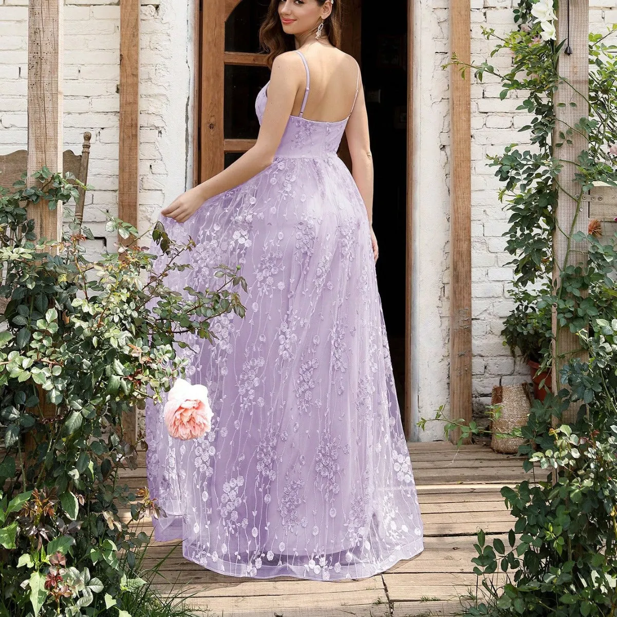 Embroidered Dress V Elegant Strap Evening Dress neck Backless Party Dance Dress Dress Evening Bridesmaid Mesh Affordable Dress Cloud-based